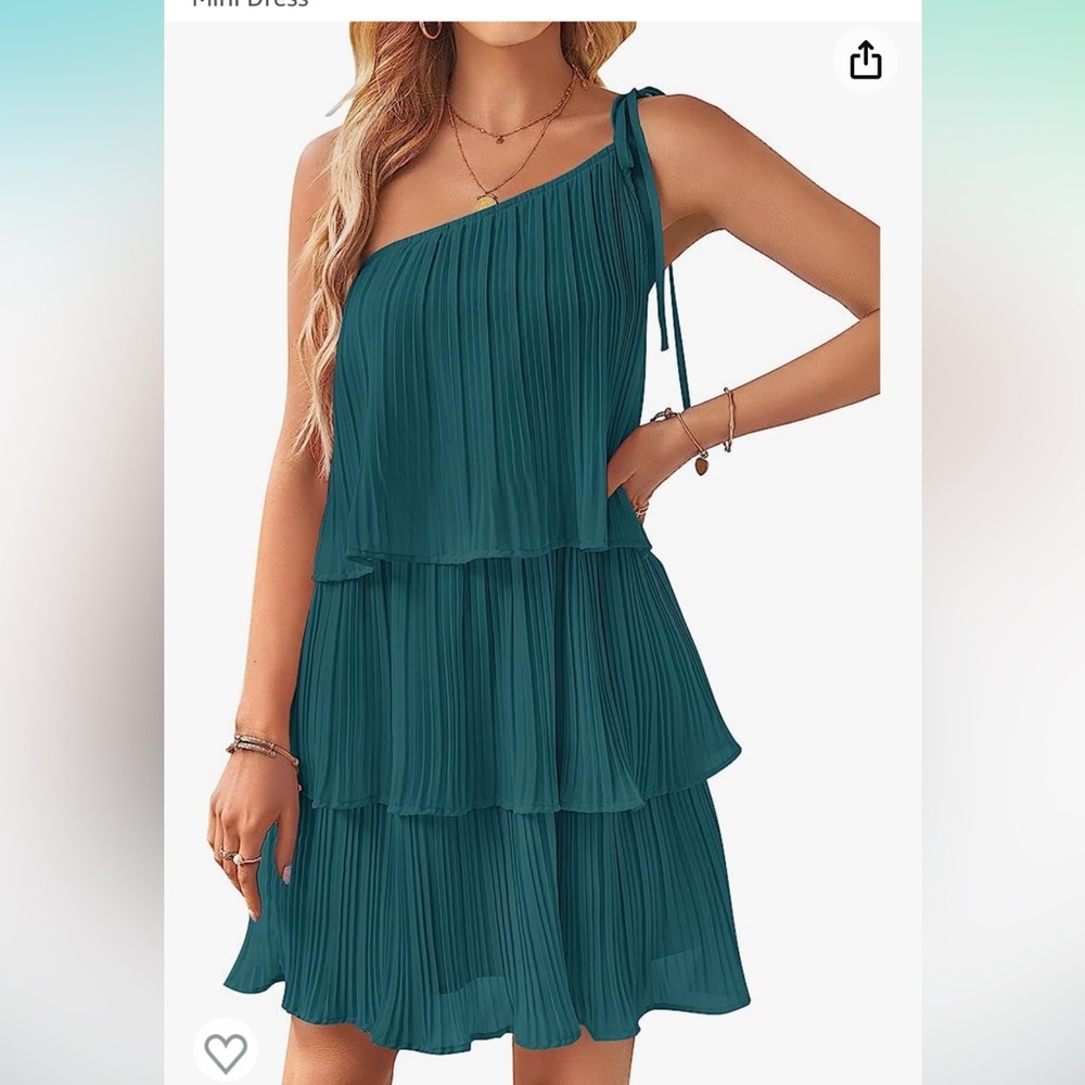 One shoulder pleated dress